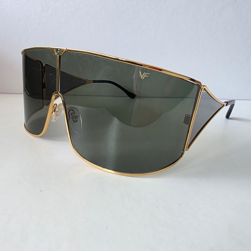 Vintage Frames Co Oversized Shield Sunglasses VF Logo Sample New - Picture 3 of 5